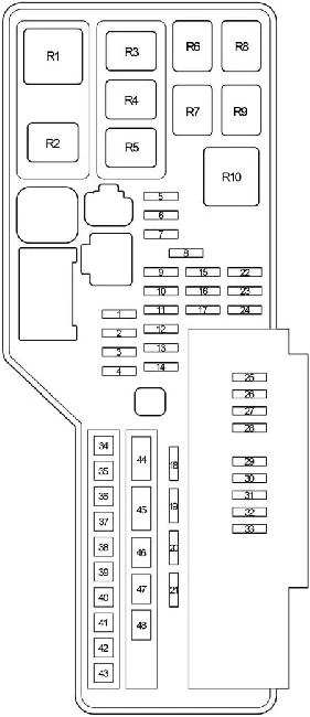 toyota camry acv40 схема предохранителей под капотом, hood fuse block circuit