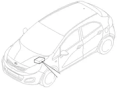 kia rio 2011, 2012, 2013, 2014, 2015, 2016, блок предохранителей под капотом расположен, fuse block hood location